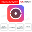 HC-EventRecording/1Day/1CH/1Y – 1-Channel, 1-Day, 1-Year Event-Based Video Recording Cloud License - Hikvision