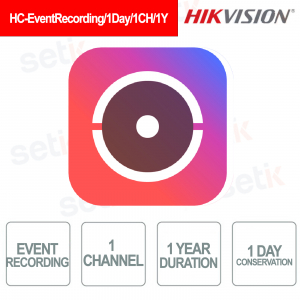 HC-EventRecording/1Day/1CH/1Y – Licence cloud d'enregistrement vidéo événementiel (1 canal, 1 jour, 1 an) - Hikvision