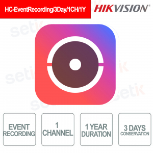 HC-EventRecording/3Day/1CH/1Y – 1-Channel, 3-Day, 1-Year Event Recording Cloud License - Hikvision