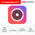 HC-Timelapse/365Day/1CH/1Y Cloud License Time-Lapse 1 Video Channel 365 Days 1 Year - Hikvision
