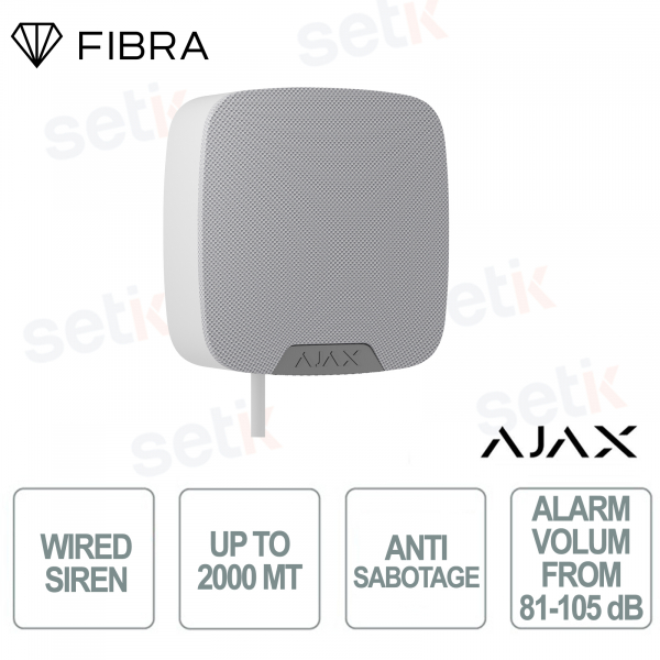 143560.11.WH1 - Ajax Superior HomeSiren Fibra Sirena da Interno Cablata Bianca 105 dB con LED e Protezione Antisabotaggio