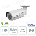 Caméra IP extérieure Hyundai HYU-311 4MP de type bullet avec objectif motorisé 2,8-12 mm, IR 30 m, PoE, IP67