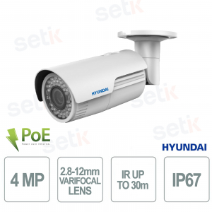 Telecamera Bullet IP HYU-311 4MP Ottica Motorizzata 2,8-12mm IR 30m PoE IP67 da Esterno - Hyundai