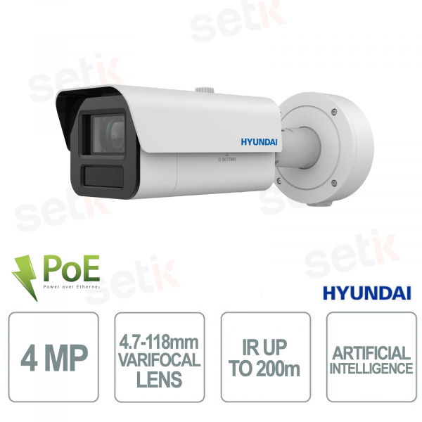 Telecamera Bullet IP HYU-952-U 4MP Zoom 25x IR 200m AI PoE+ IP67 IK10 - Hyundai