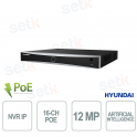 NVR IP HYU-971-U 16 Canali 12MP 4K AI PoE+ H.265+ Riconoscimento Facciale - Hyundai