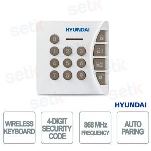 HYU-71 Tastiera Wireless 868 MHz Smart4Home con Codice 4 Cifre, Anti-Sabotaggio e Portata 250 Metri - Hyundai