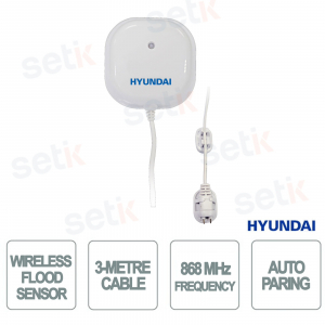HYU-73 Wireless 868 MHz Smart4Home IP44 Flood Sensor with 3-Meter Probe and Acoustic Alarm - Hyundai