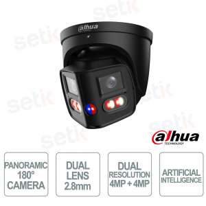 IPC-PDW3859-A180-AS-PV-B 8MP Dual 2.8mm Lens 180° AI TiOC PoE+ IP67 Black - Dahua
