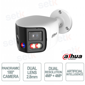 IPC-PFW3859S-A180-AS-PV Bianca Telecamera IP Bullet 8MP 180° WizSense TiOC con AI, Deterrenza Attiva e PoE+ - Dahua