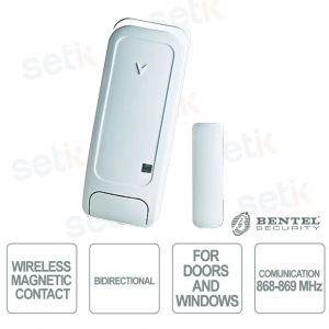 BW-MCN Contatto Magnetico Wireless Bidirezionale 868 MHz per Porte e Finestre, Compatibile con Centrali BW - Bentel