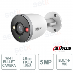 Dahua WiFi 5MP 3.6mm Bullet IP67 Camera with AI Human Detection, Smart Dual Light and Built-in Microphone - Dahua