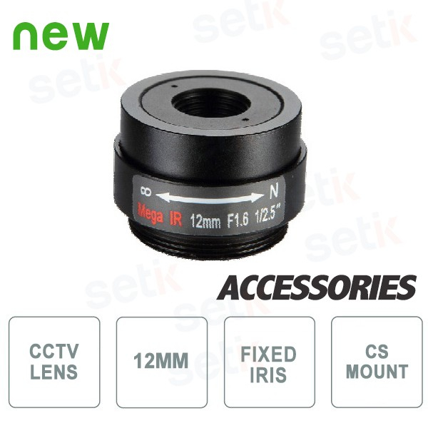12mm lens 3Mpx. F1.6. 1 / 2.5" CS. HFOV 27 °