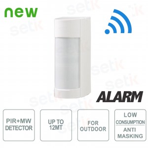 Detector inalámbrico pasivo PIR + MW para exteriores - Baja absorción - Antienmascaramiento
