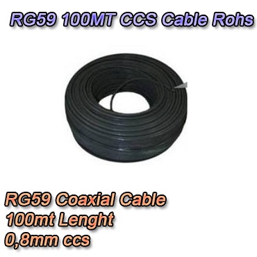 Câble coaxial de 100 mètres en CCS. RG59