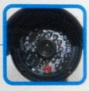 This dummy camera is provided with a light which accurately reproduces the IR illuminator one