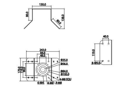 Détails adaptateur d'angle PFA151 Dahua