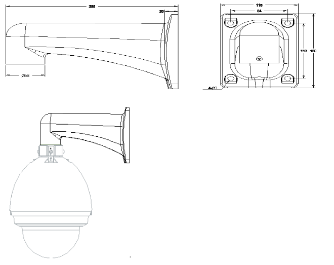 Schema dimensioni staffa PFB303W