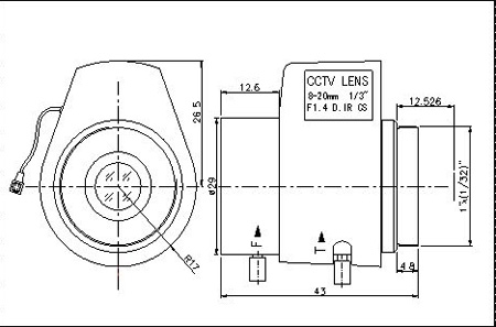 Schéma lentille Ricom 8-20mm avec auto iris