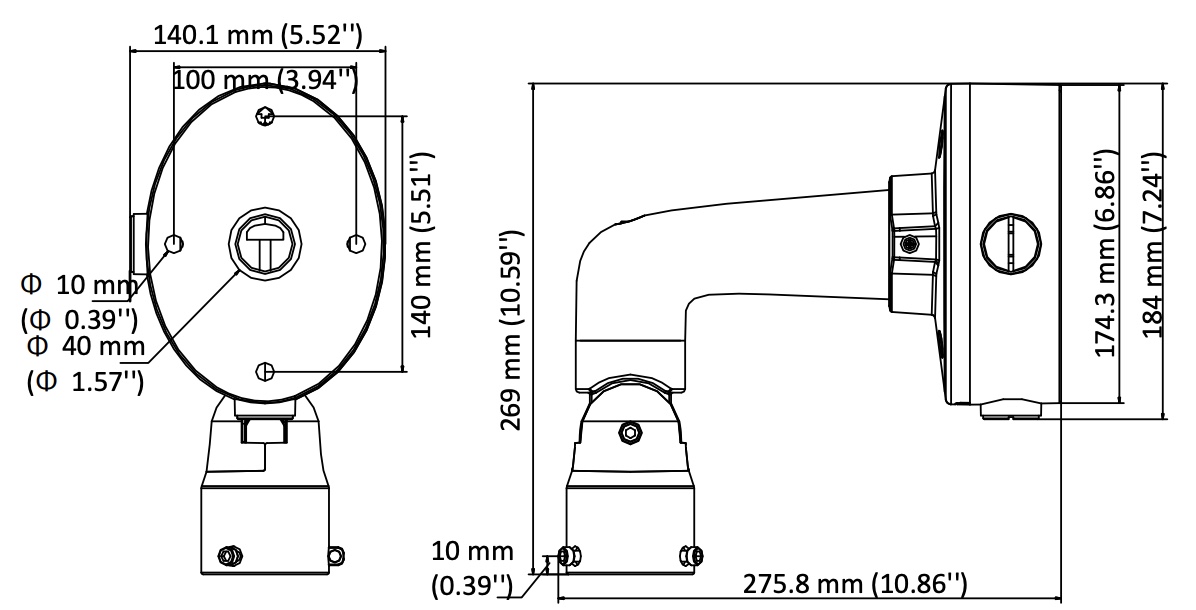 Diagrama de dimensiones DS-2663ZJ