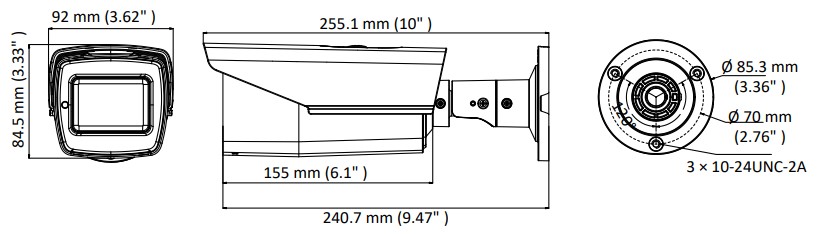 Abmessungen DS-2CE19D3T-AIT3ZF