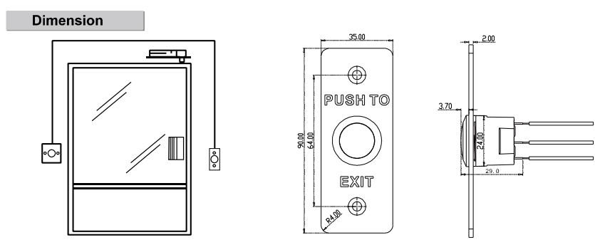 Dimensions Emergency / exit button