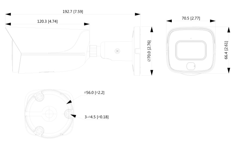 IPC-HFW5241E-S Schema dimensioni telecamera IPC-HFW3241E-SA Dahua
