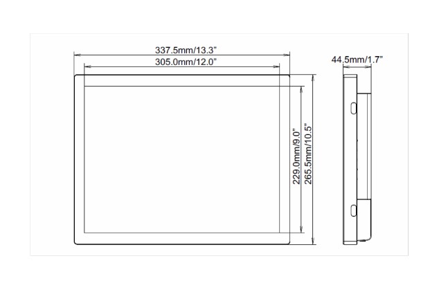 Dimensions iiyama 15 inch tn led touch screen open frame monitor