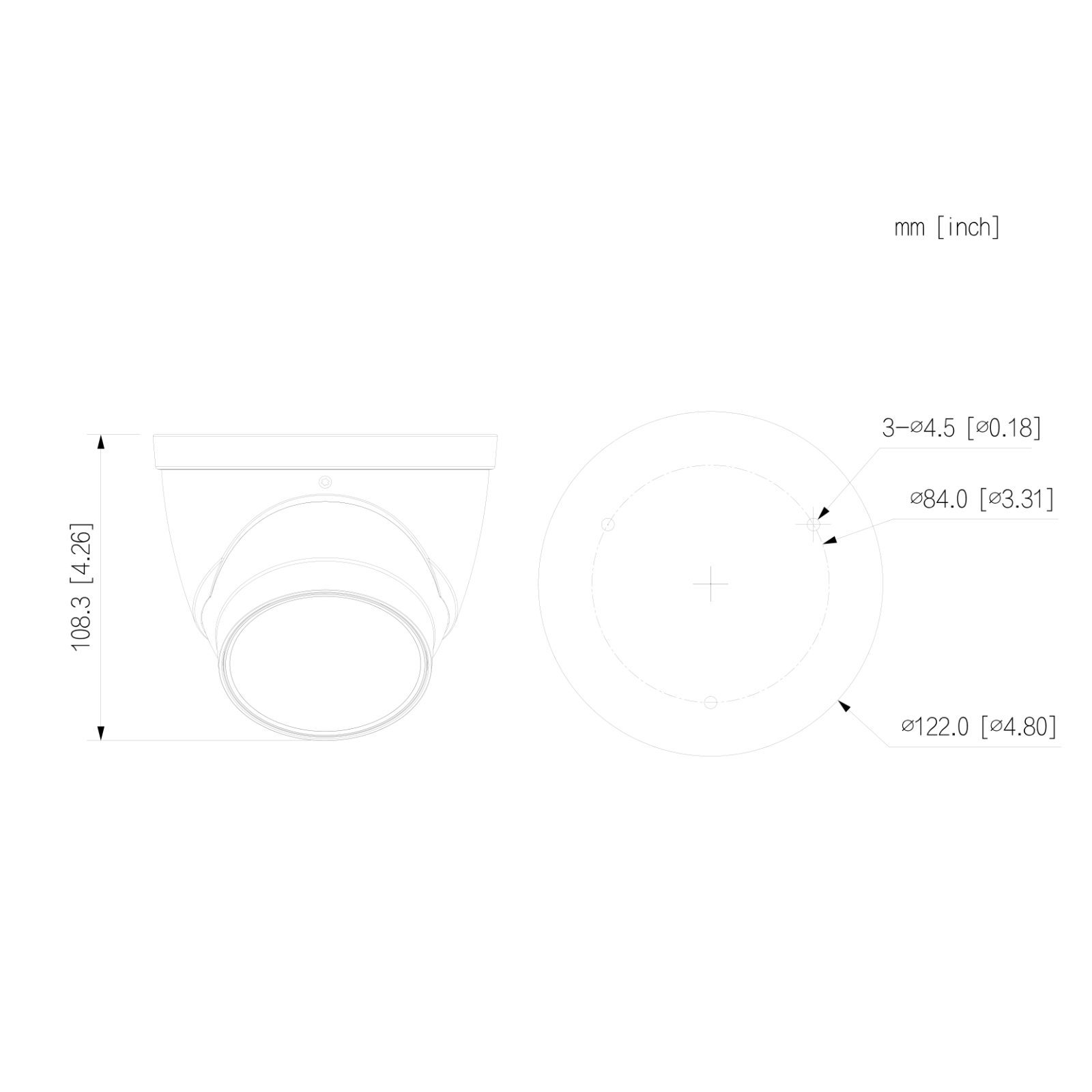 Dimensions IPC-HDW4120M Dahua
