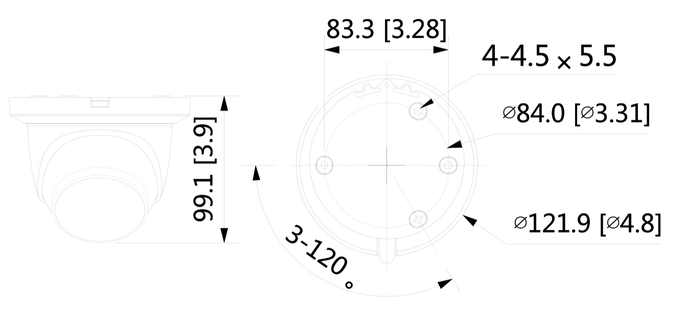 Schéma des dimensions HAC-HDW1231TRQ-A