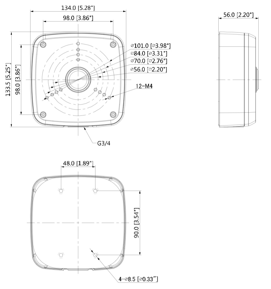 Dimensioni box di giunzione PFA122