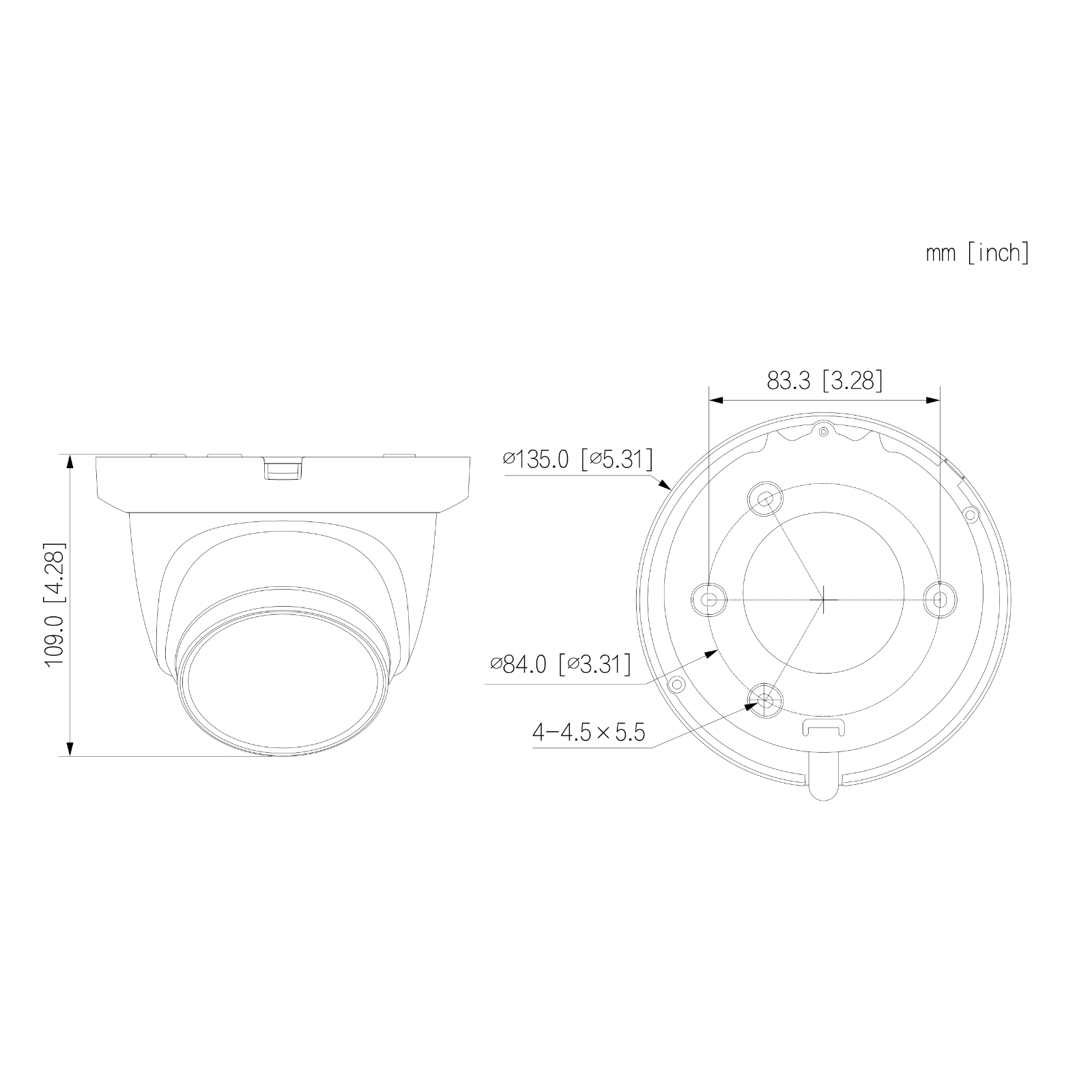 Camera detail - HAC-HDW2501T-Z-A-S2 Schema dettagliato con le dimensioni della telecamera HAC-HDW2501T-Z-A Dahua