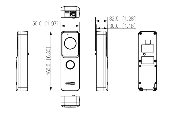 Dimensioni - VTO2202F-P-S2 Schema dimensioni postazione esterna VTO2202F-P-S2