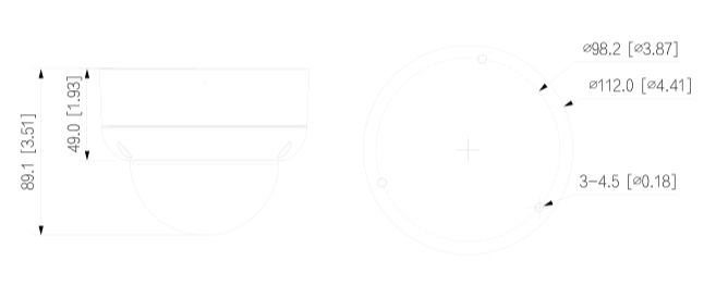 Dimensions HAC-HDBW2241R-Z-POC Schema dimensioni telecamera videosorveglianza HAC-HDBW2241R-Z-POC Dahua