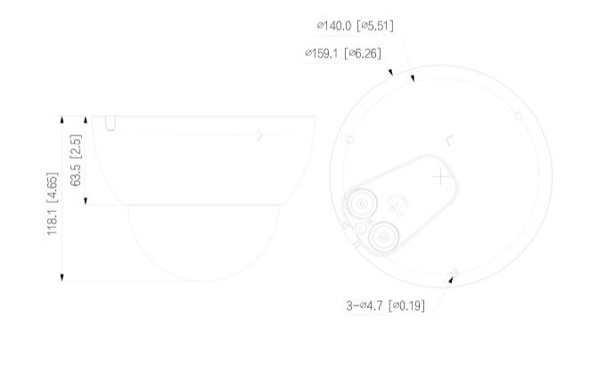 Diagram HAC-HDBW3231E-ZH Schema con le dimensioni della telecamera Dahua HAC-HDBW3231E-ZH