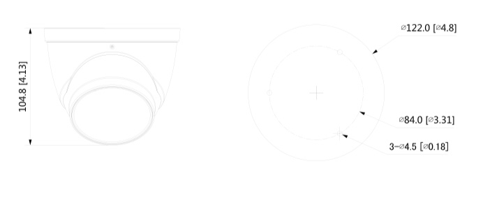 Détail de la caméra - HAC-HDW2241T-Z-A Schema dettagliato con le dimensioni della telecamera HAC-HDW2241T-Z-A Dahua
