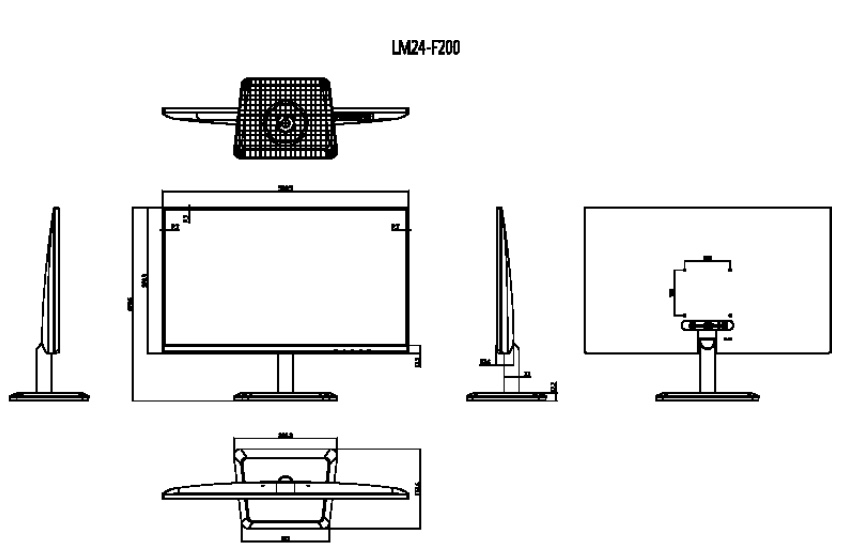 Détail du moniteur - DHL460UCM-ES Schema dettagliato con le dimensioni del monitor dahua DHL460UCM-ES