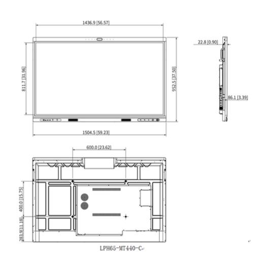 Détail du moniteur - DHL460UCM-ES Schema dettagliato con le dimensioni del monitor dahua DHL460UCM-ES