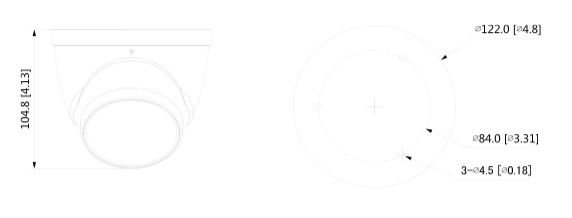 Détail de la caméra - HAC-HDW2241T-Z-A Schema dettagliato con le dimensioni della telecamera HAC-HDW2241T-Z-A Dahua