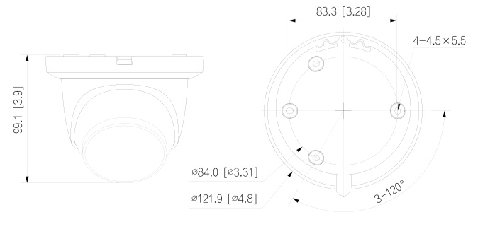 Diagrama de la cámara IPC-HDW2431TM-AS-S2 Schema e dimensioni della telecamera IPC_HDW2431T_AS