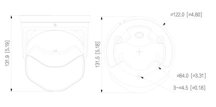 Dimensiones - IPC-PDBW5831-B360-E4 telecamera multi-lente dome panoramica wizmind dahua 4x5MP