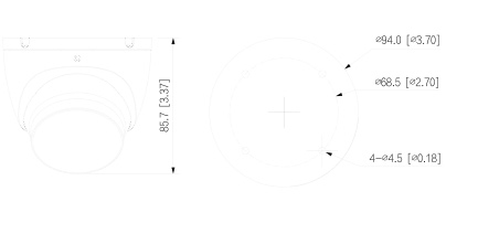 Dimensions HAC-HDW1801T-Z-A-S2 Schema dimensioni telecamera videosorveglianza HAC-HDW1801T-Z-A Dahua
