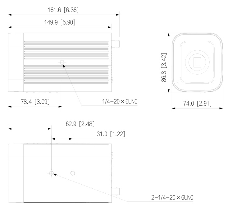Schema dettagliato con le dimensioni della telecamera  IPC-HF5241E-E