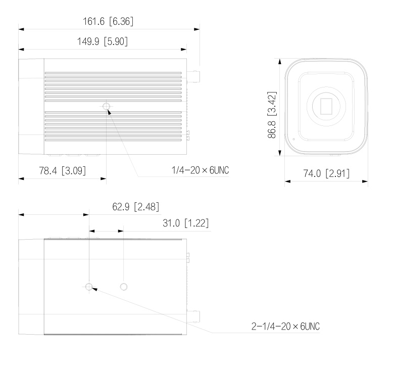 Schema dettagliato con le dimensioni della telecamera  IPC-HF5241E-E