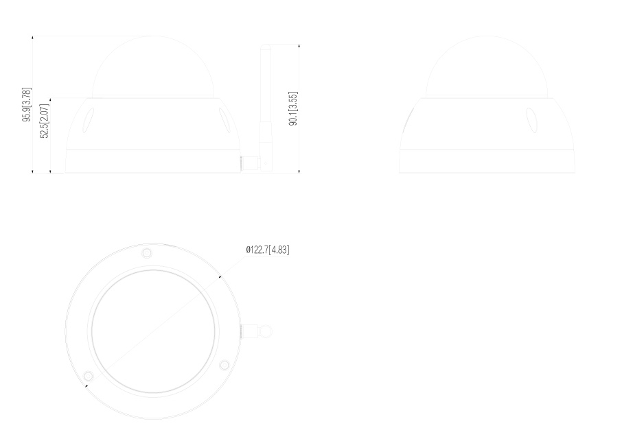 Dimensiones - SD22204UE-GN-W Dimensioni della telecamera SD22204UE-GN-W