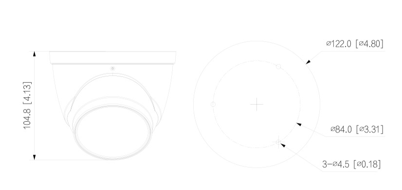 Camera detail - HAC-HDW2802T-Z-A Schema dettagliato con le dimensioni della telecamera HAC-HDW2802T-Z-A Dahua