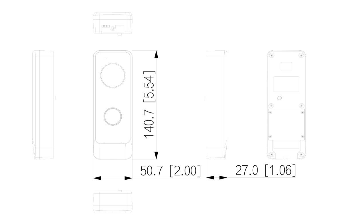 Abmessungen - VTO2202F-P-S2 Schema dimensioni postazione esterna VTO2202F-P-S2