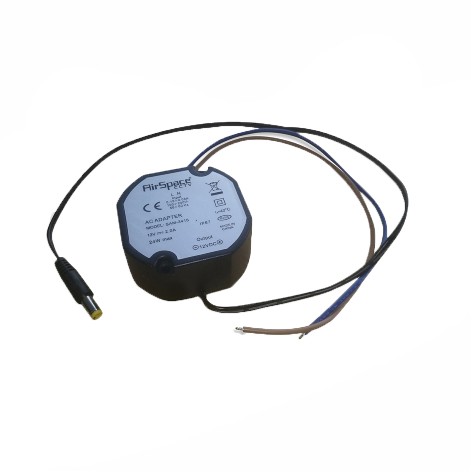 12V DC 2A power supply - ALIM2AEXT Alimentatore 12V DC con potenza 2A, resistente all'acqua
