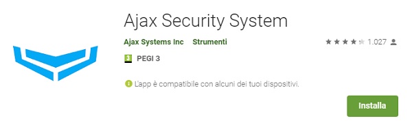 Ajax-Sicherheitssystem Ajax Security System Applicazione Mobile