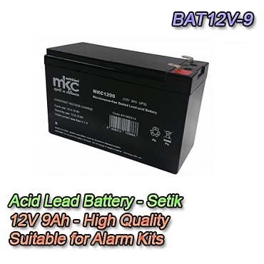 Batterie accumulateur 12V 9Ah apte pour les kits alarme Bentel
