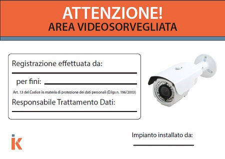 Cartello segnalazione impianto di sorveglianza tvcc cctv